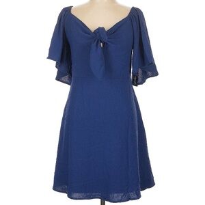 Dokotoo Blue Tie-Front Mini Dress